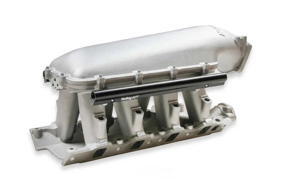 Holley EFI 8.2" Hi-Ram Intake Manifold 95mm Throttle Body Flange Top. 300-272 fits Ford SBF / LS - Installation View