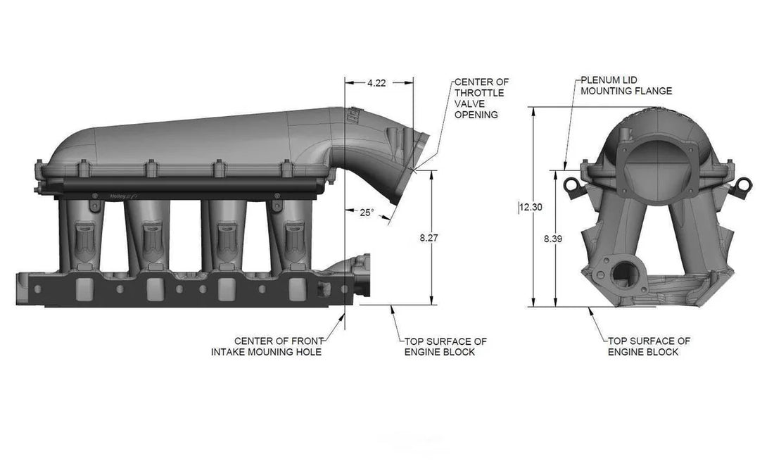 Holley EFI 8.2" Hi-Ram Intake Manifold 95mm Throttle Body Flange Top. 300-272 fits Ford SBF / LS - Additional View 13