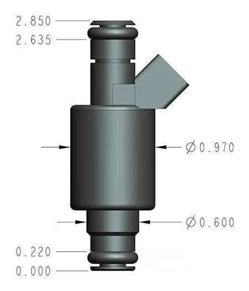 Holley EFI Bosch/EV1 Style, Low Impedance Fuel Injectors Maximum Horsepower: 1050 522-668 - Side View