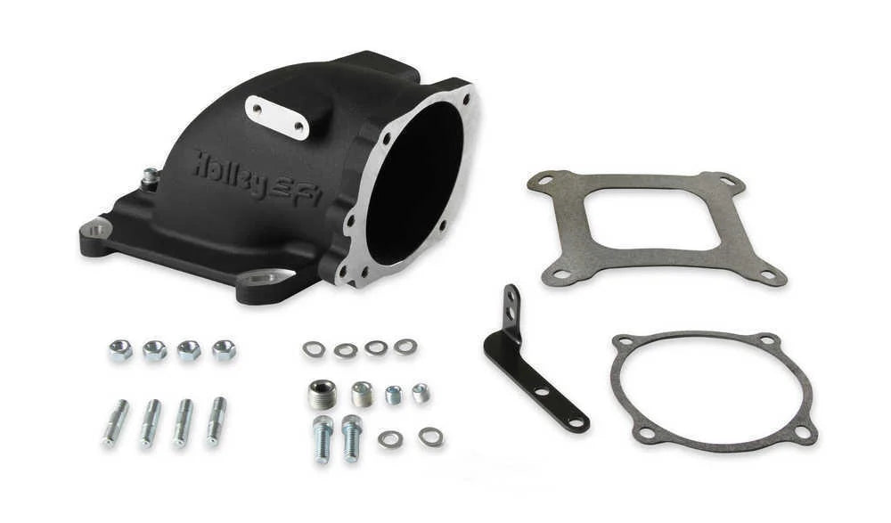 Holley EFI EFI Throttle Body Intake Elbow 4150 - Black Finish 300-240FBK fits Ford - Additional View 5
