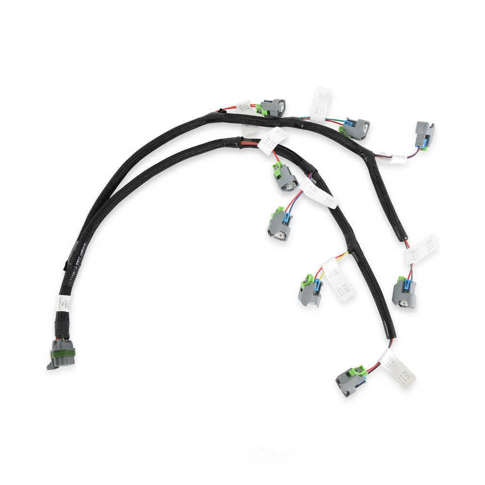 Holley EFI Evenly Spaced Injector Harness for USCAR / EV6 Style Injectors 558-212 fits Ford V8 - Side View