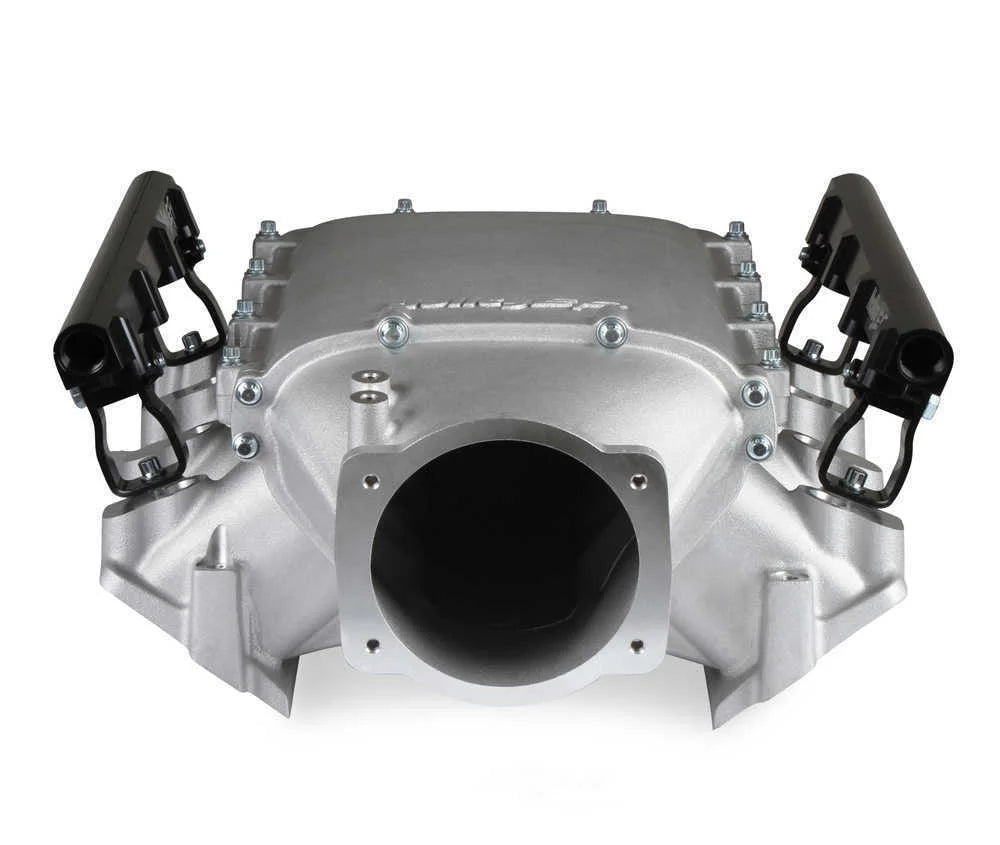 Holley EFI Holley Ultra Lo-Ram Manifold Kit Single Injector- Satin 300-680 fits GM LS3 / L92 - Back View