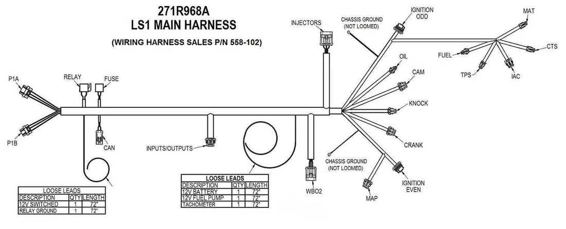 Holley EFI LS1/6 Main Harness for HP EFI & Dominator EFI 558-102 fits LS1 / LS6 - Detail View