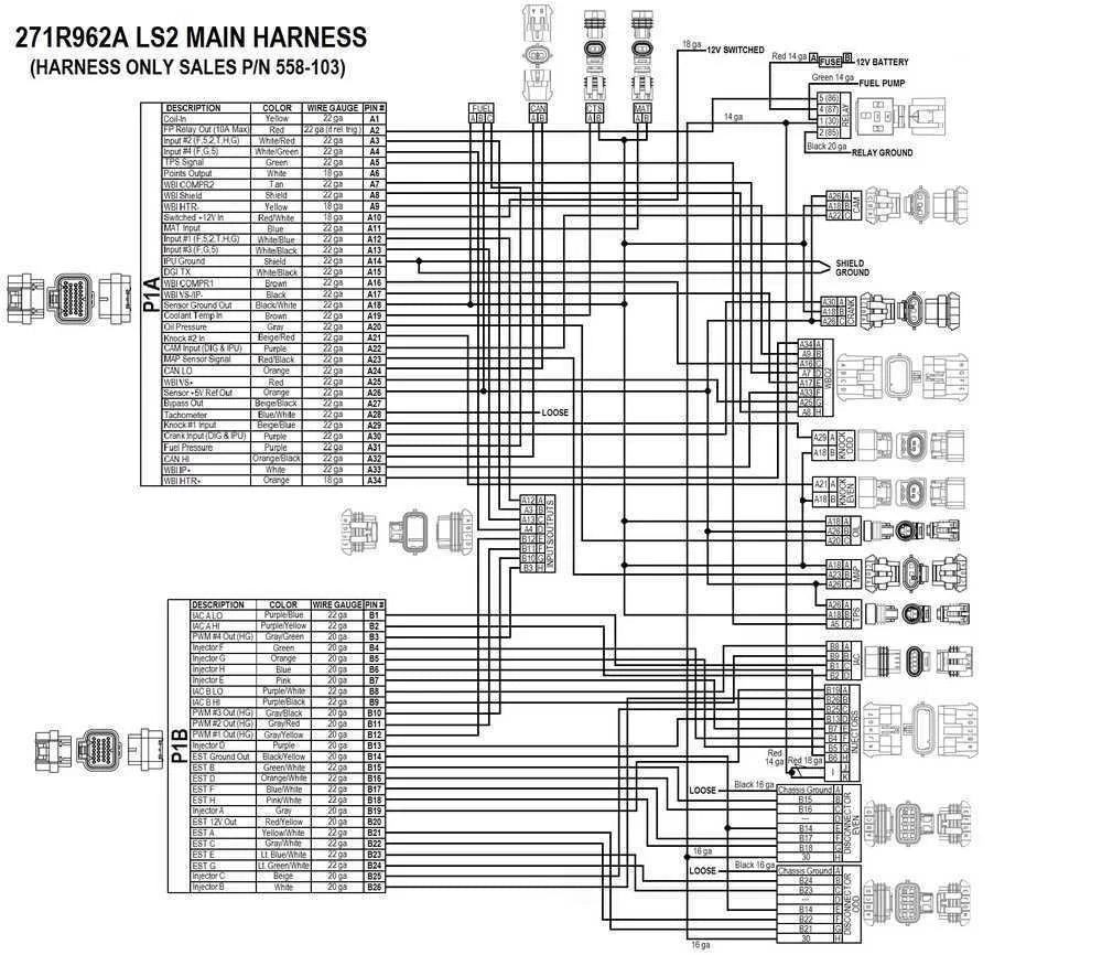 Holley EFI LS2/3/7+ (58x/4x) Engine Main Harness for HP EFI & Dominator EFI 558-103 fits LS2 / LS3 / LS7+ - Side View