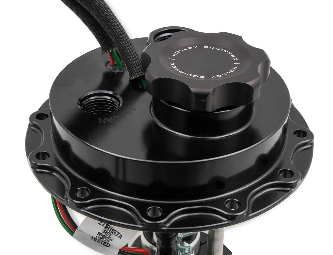 Holley Fuel Cell Pump Module Assembly 12 Bolt Flange with VR Series Brushless Fuel Pump 12-148 - Installation View