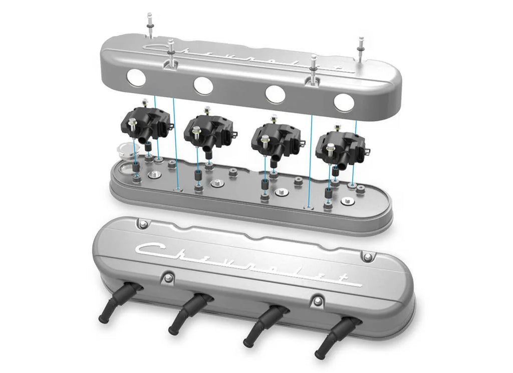Holley Holley 2-Piece "Chevrolet" Script Valve Cover - Gen III/IV LS - Natural 241-175 - Back View