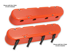 Load image into Gallery viewer, Holley Holley 2-Piece Finned Valve Cover - Gen III/IV LS - Factory Orange Machined 241-183 - Side View
