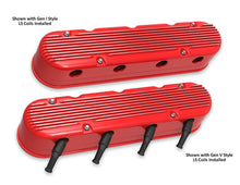 Load image into Gallery viewer, Holley Holley 2-Piece Finned Valve Cover - Gen III/IV LS - Gloss Red Machined 241-184 - Side View