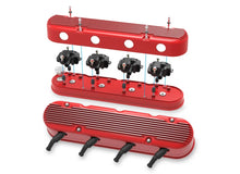 Load image into Gallery viewer, Holley Holley 2-Piece Finned Valve Cover - Gen III/IV LS - Gloss Red Machined 241-184 - Back View