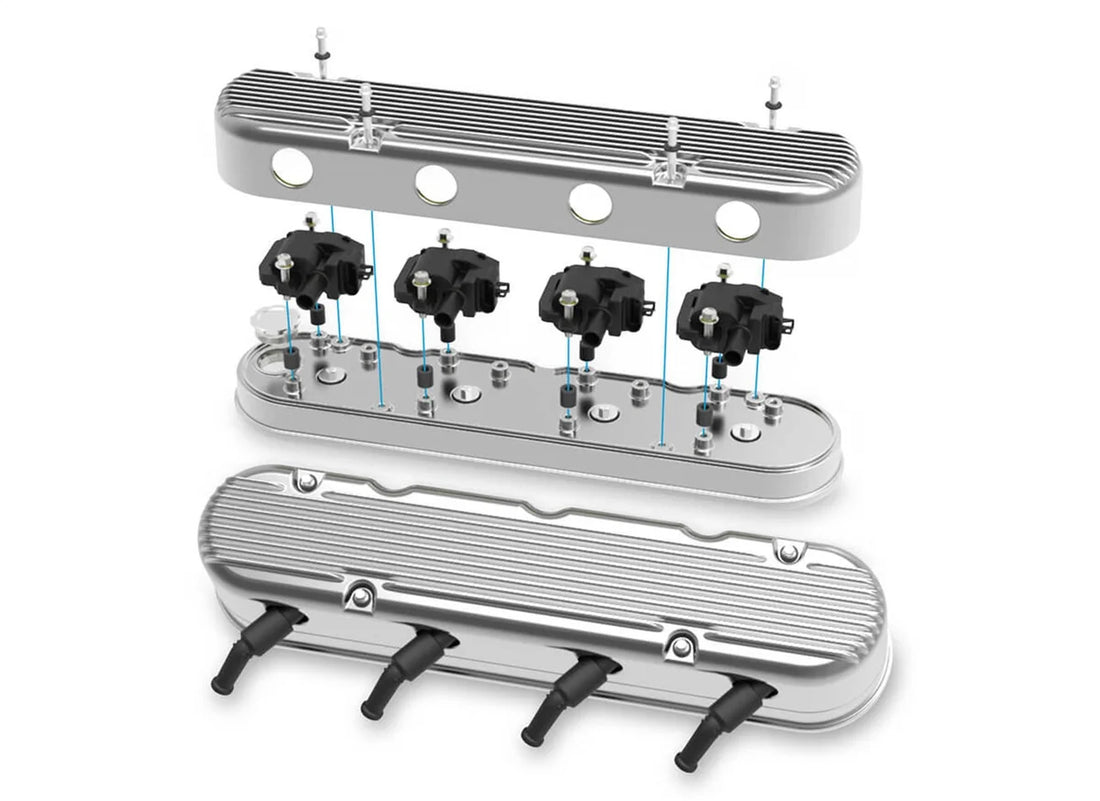 Holley Holley 2-Piece Finned Valve Cover - Gen III/IV LS - Polished 241-181 - Back View
