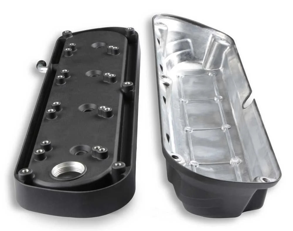 Holley Holley 2-Piece Ford Style Valve Cover - Gen III/IV LS - Satin Black 241-187 fits Ford - Additional View 9