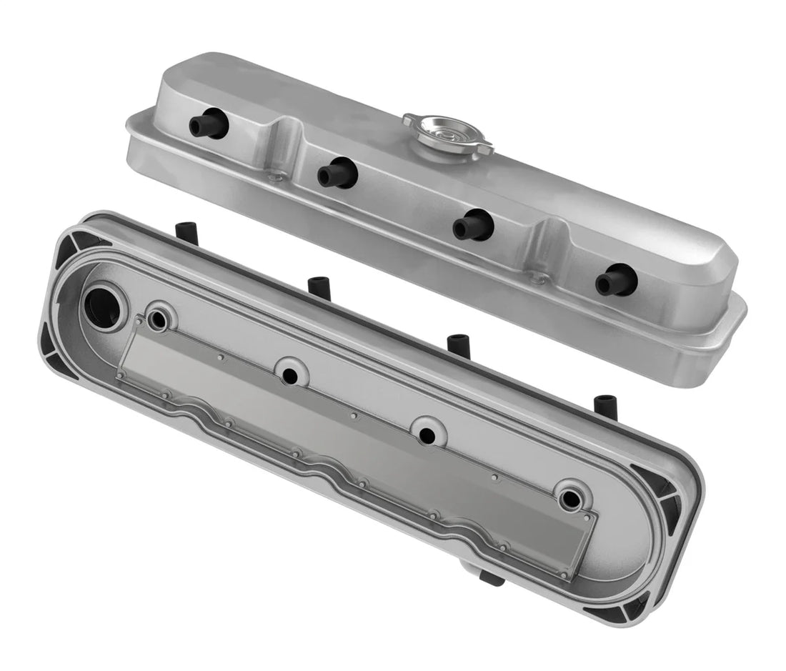 Holley Holley 2-Piece Pontiac Style Valve Cover - Gen III/IV LS - Natural 241-190 - Back View