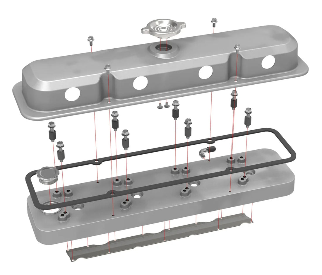 Holley Holley 2-Piece Pontiac Style Valve Cover - Gen III/IV LS - Natural 241-190 - Installation View