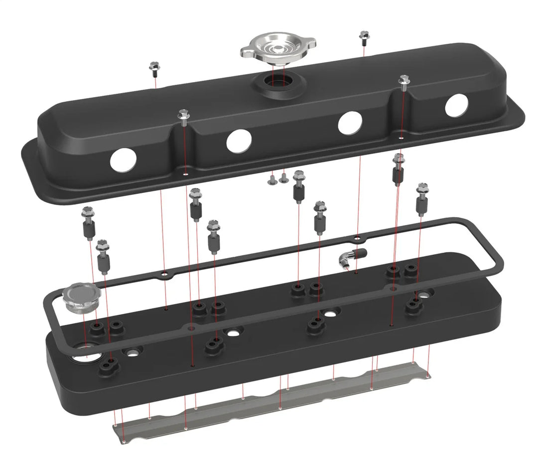 Holley Holley 2-Piece Pontiac Style Valve Cover - Gen III/IV LS - Satin Black 241-192 - Installation View