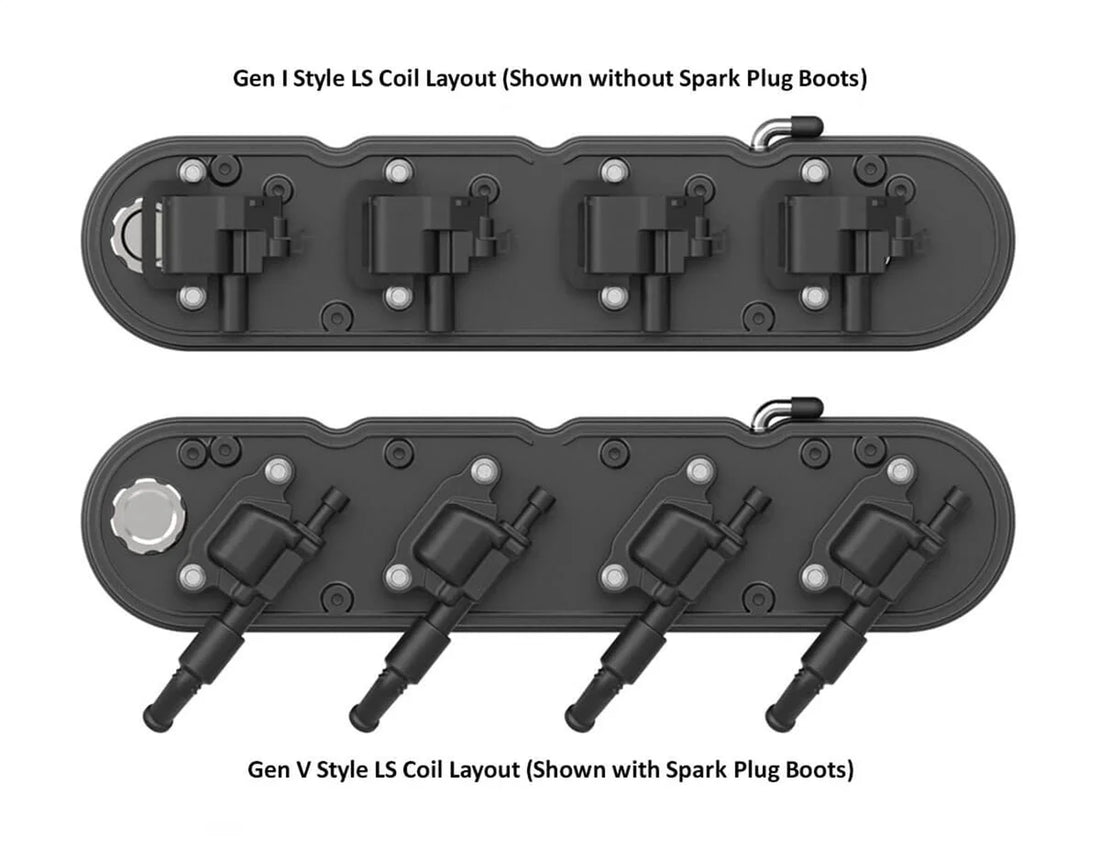 Holley Holley 2-Piece Vintage Series Valve Cover - Gen III/IV LS - Satin Black Machined 241-172 - Back View