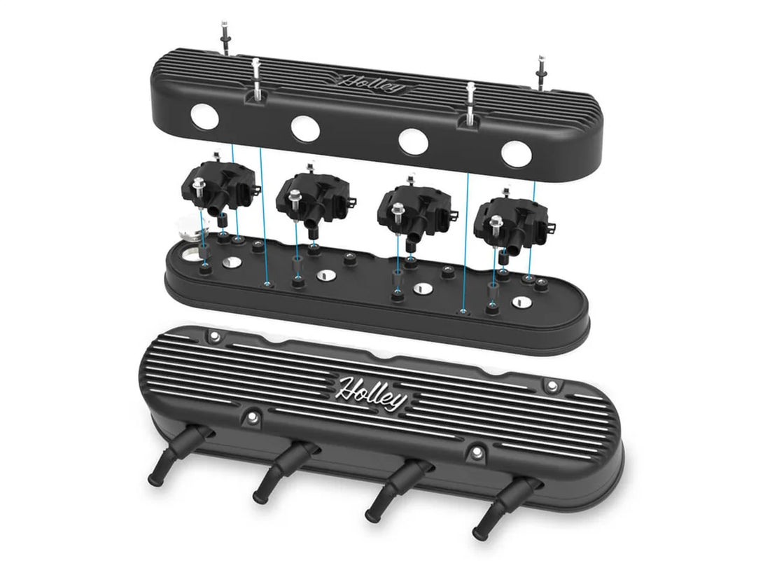Holley Holley 2-Piece Vintage Series Valve Cover - Gen III/IV LS - Satin Black Machined 241-172 - Installation View
