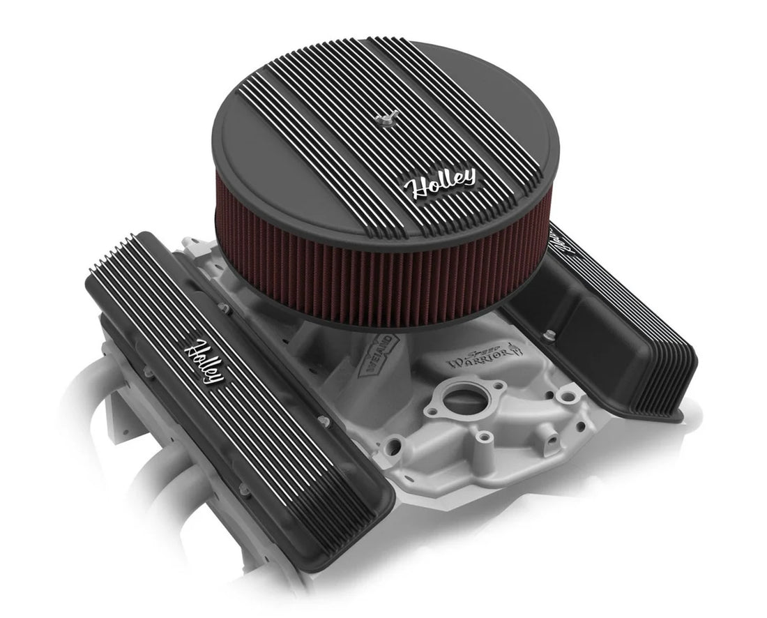 Holley Holley Finned Vintage Style Air Cleaner - 14" Diameter x 4" Tall - Round 120-157 - Side View