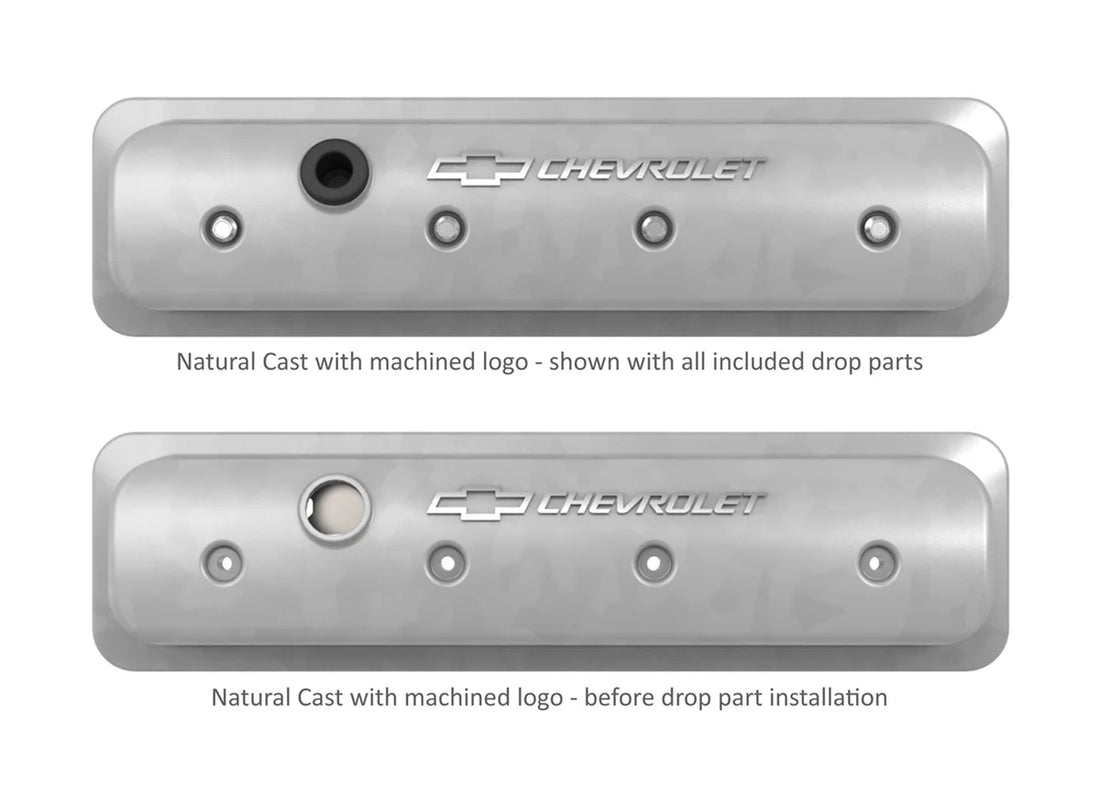 Holley Holley GM Licensed Valve Cover - Muscle Series - SBC - Center Bolt - Natural 241-290 - Side View