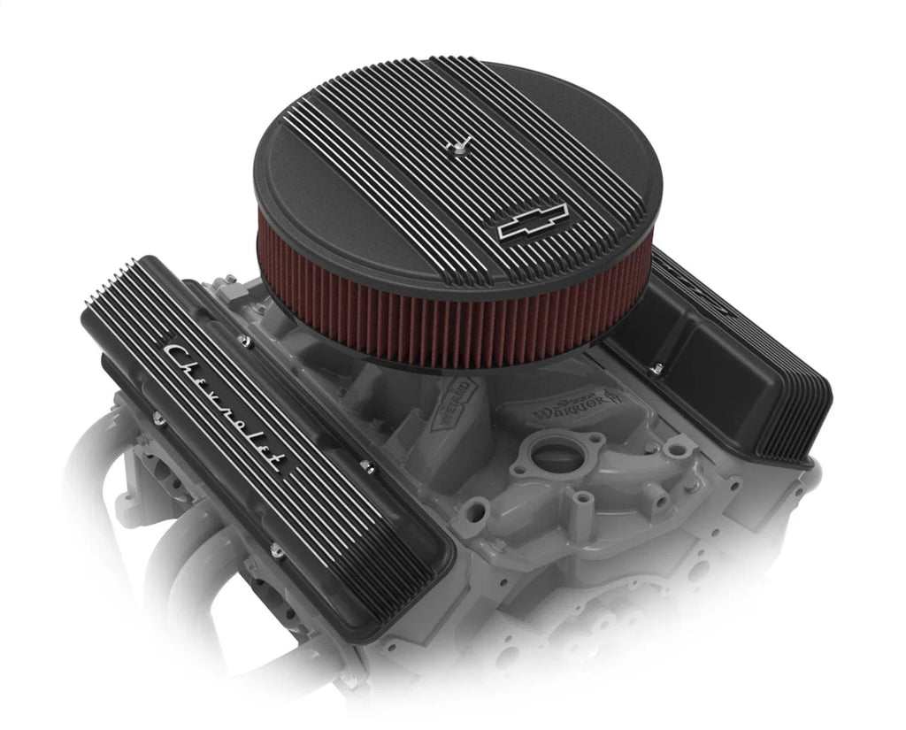 Holley Holley GM Licensed Vintage Series SBC Valve Covers Satin Black Machined Finish 241-108 - Detail View