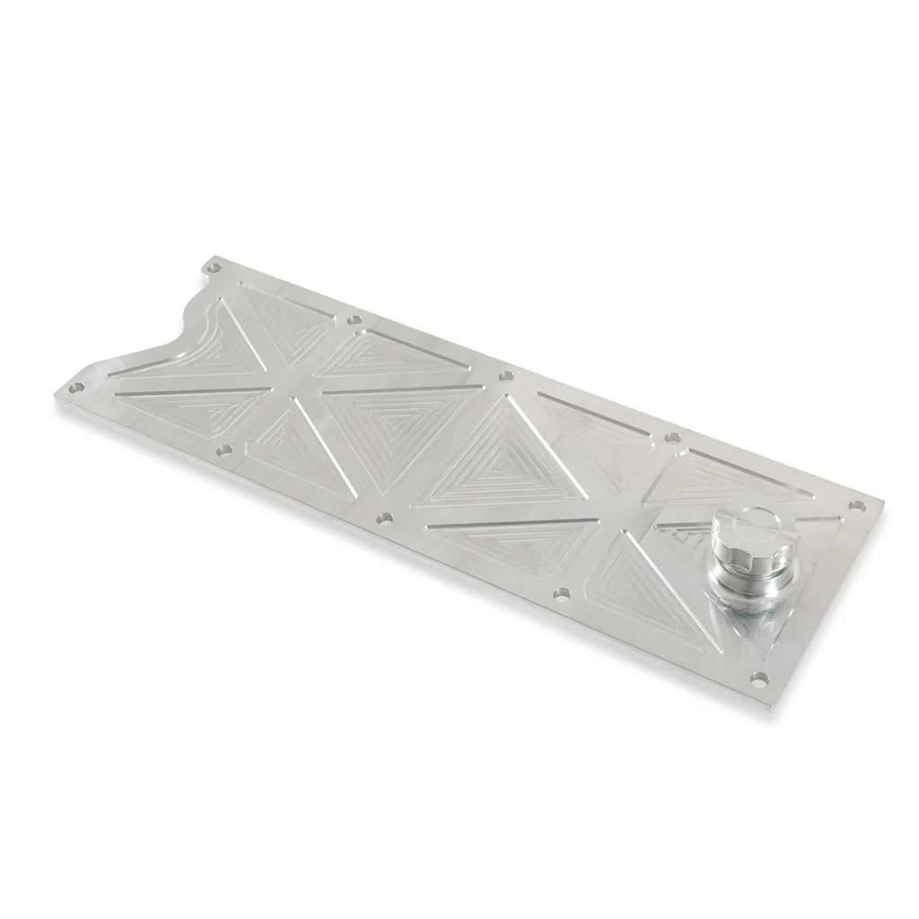 Holley Holley LS Valley Cover with Oil Fill - Natural Billet 241-367 - Back View