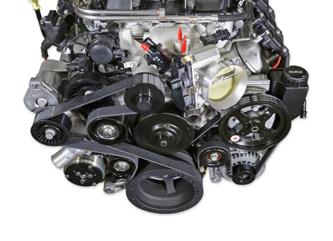 Holley Holley Low Mount LSA Accessory Drive Bracket Kit - Complete - Black - Installation View