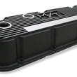 Load image into Gallery viewer, Holley Holley M/T Valve Covers - Vintage Style - Finned - BBC - Satin Black 241-85 - Back View