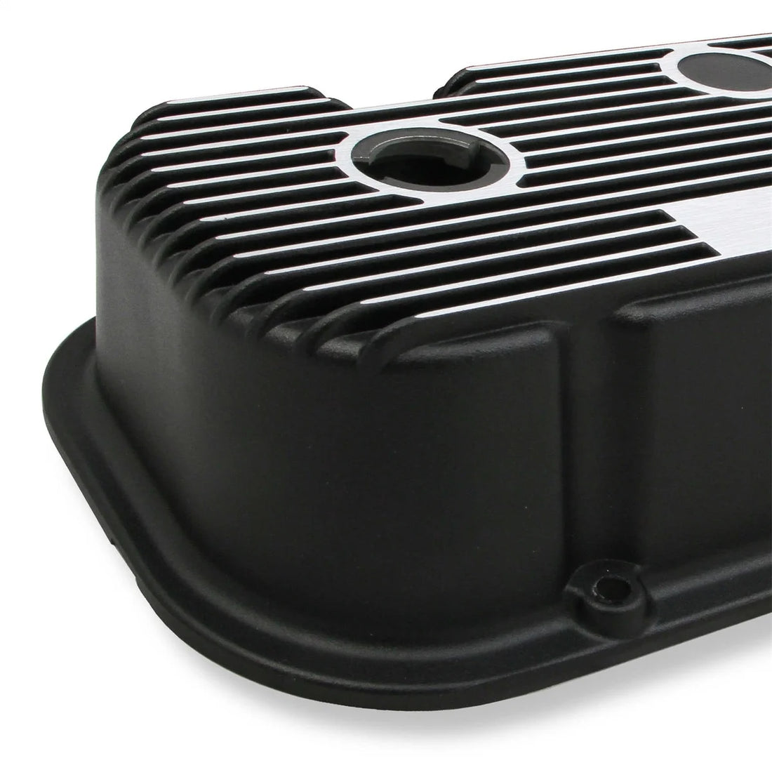 Holley Holley M/T Valve Covers - Vintage Style - Finned - BBC - Satin Black 241-85 - Installation View