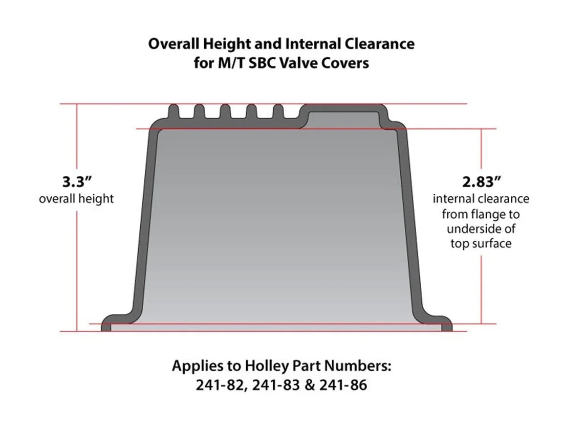 Holley Holley M/T Valve Covers - Vintage Style - Finned - SBC - Satin Black 241-83 - Side View