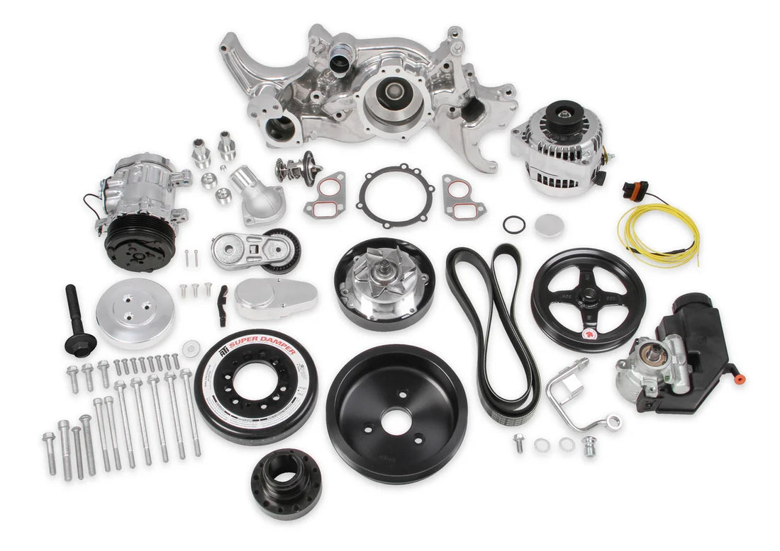 Holley Holley Premium Polished Mid-Mount LS7 Complete Accessory System - Dry Sump 20-190P - Side View