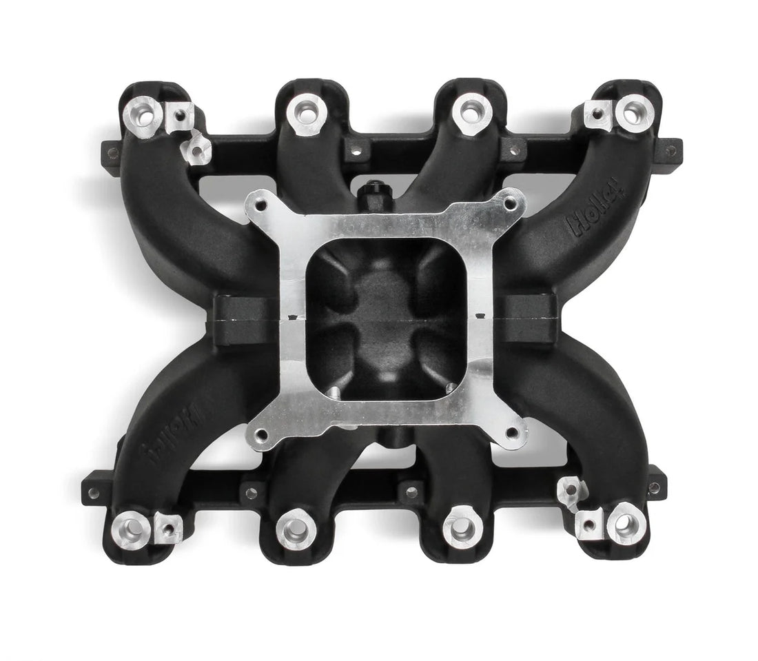 Holley Holley Single Plane EFI  Split-Design Race Intake Manifold- GM LS3/L92- Black 300-290BK - Back View