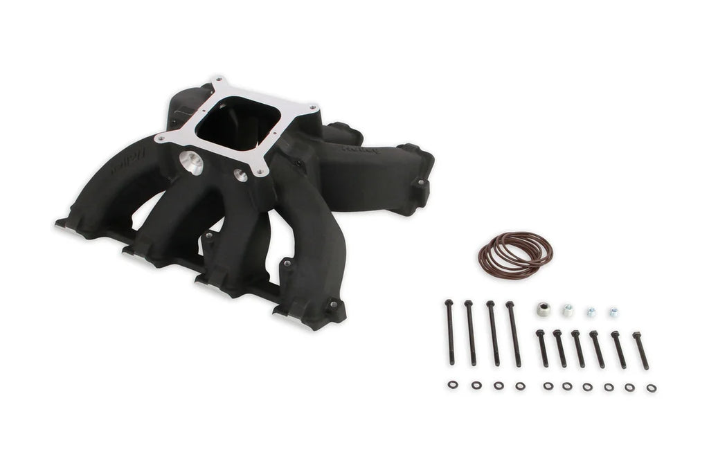 Holley Holley Single Plane Split-Design Race Intake Manifold- GM LS3/L92- Black-4150 300-291BK - Side View