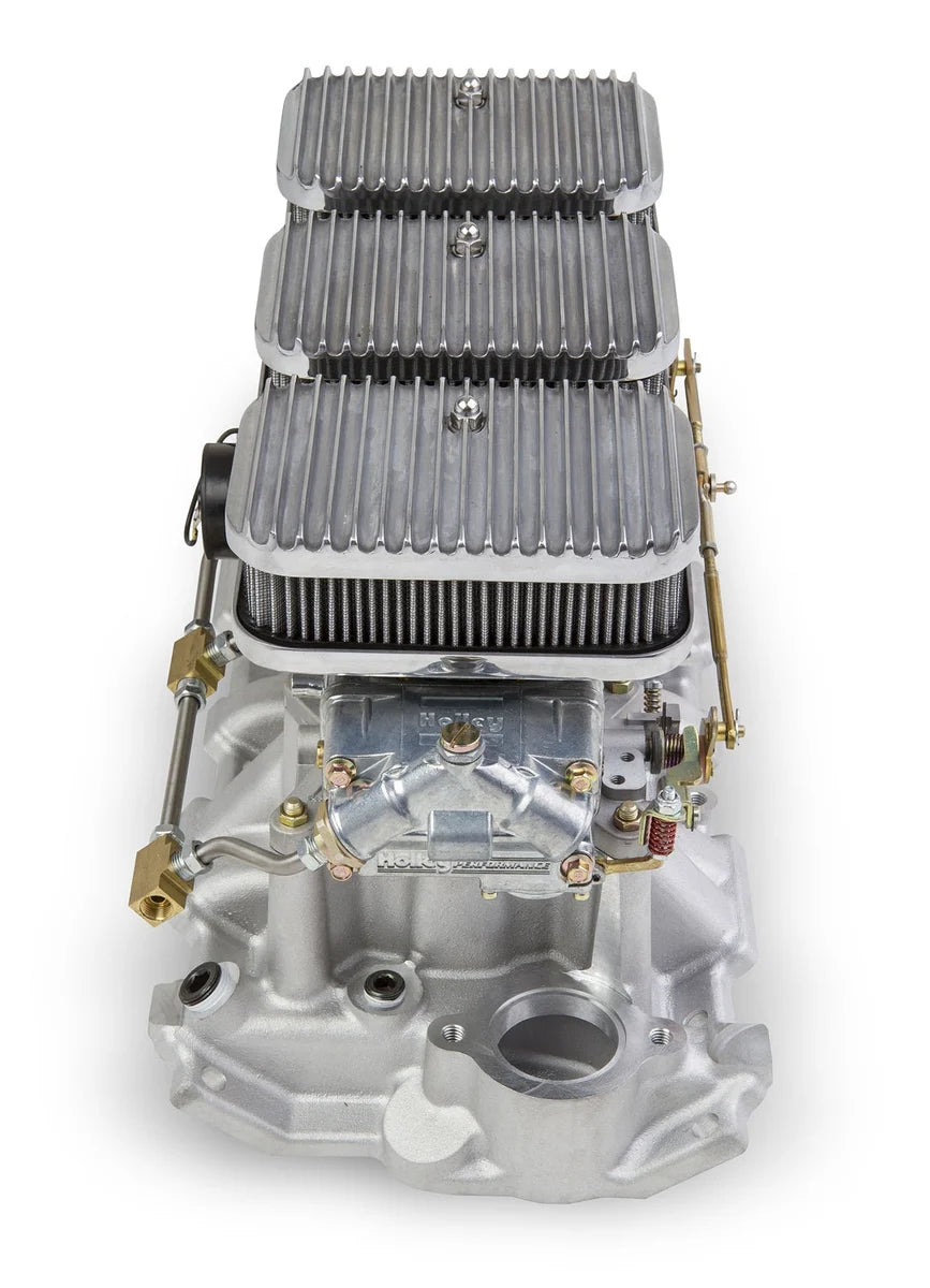 Holley Holley Tri-Power 3x2 SBC Intake and Carburetor Kit 300-522SA - Back View