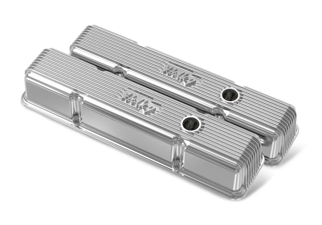 Holley Holley Valve Covers - Vintage Series - Finned - SBC - Polished - Main Product View