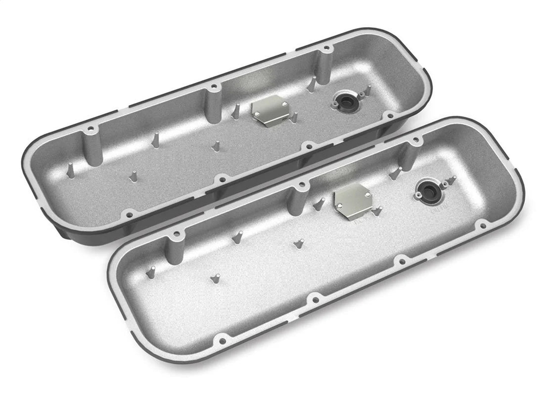 Holley Holley Vintage Series Finned Valve Covers - BBC - Satin Black Machined 241-302 - Side View
