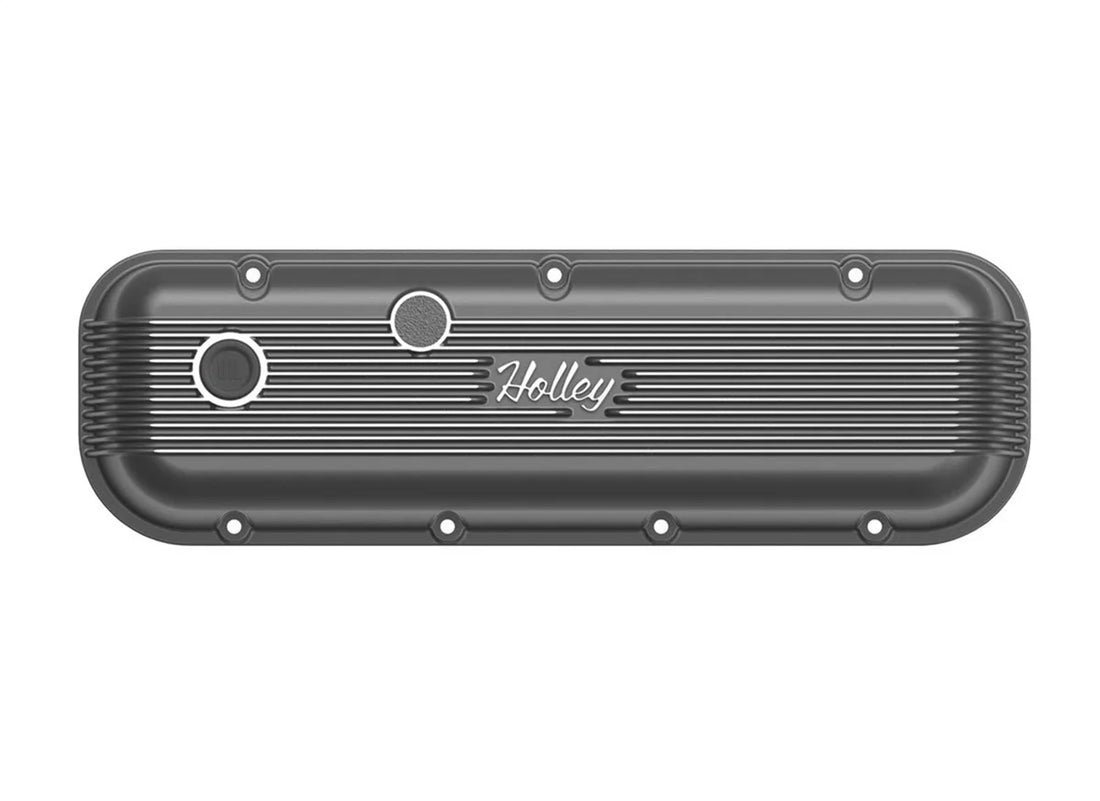 Holley Holley Vintage Series Finned Valve Covers - BBC - Satin Black Machined 241-302 - Installation View