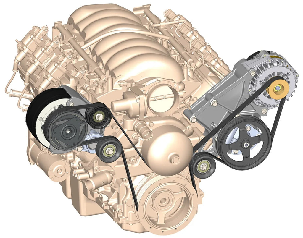 Holley Includes R4 A/C Compressor, Alternator, Power Steering Pump, Belt & Pulleys 20-136BK - Main Product View