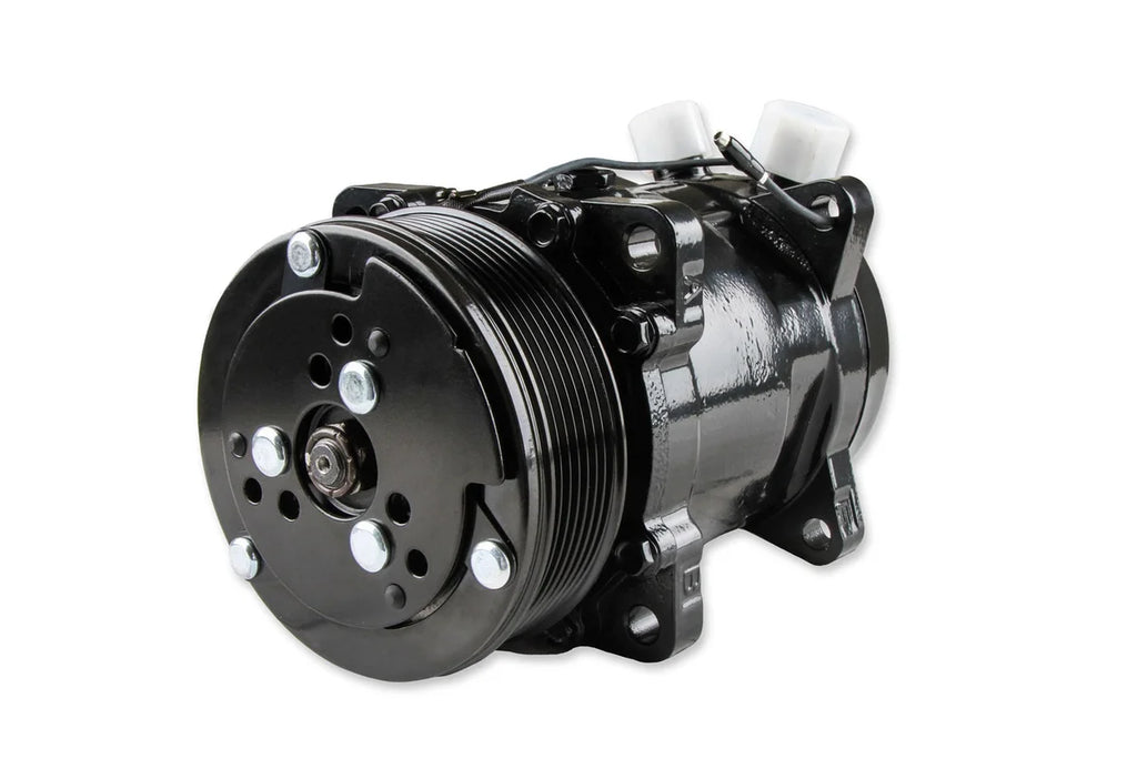 Holley - Includes SD508 A/C Compressor, Tensioner, & Pulleys- Black Finish 20-141BK - Installation View