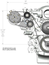 Load image into Gallery viewer, Holley - Includes SD508 A/C Compressor, Tensioner, &amp; Pulleys- Black Finish 20-141BK - Dimension Reference