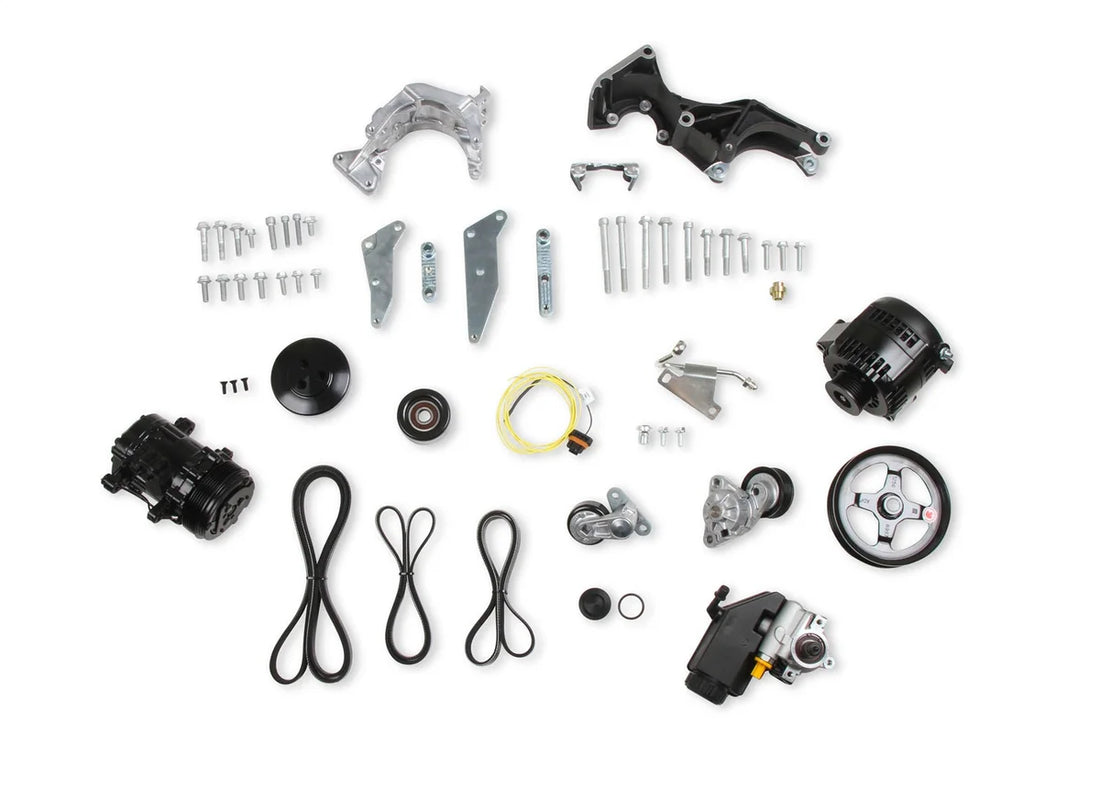 Holley Includes SD7 A/C Compressor, Alternator, P/S Pump, Tensioner, Belt, & Pulleys 20-162P - Additional View 5