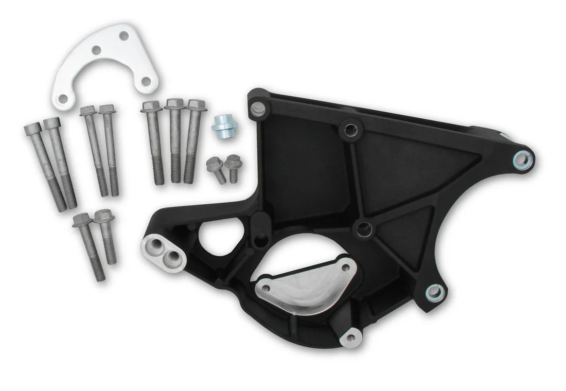 Holley LS/LT High-Mount Accessory Drive Bracket - Driver's Side P/S & Alt Bracket - Side View