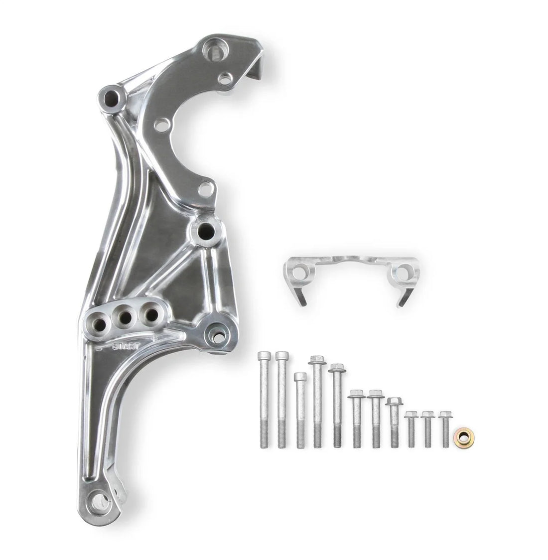 Holley Low-Mount LS Accessory Drive Bracket - Driver's Side P/S & Alt Bracket Polished 20-155P - Side View