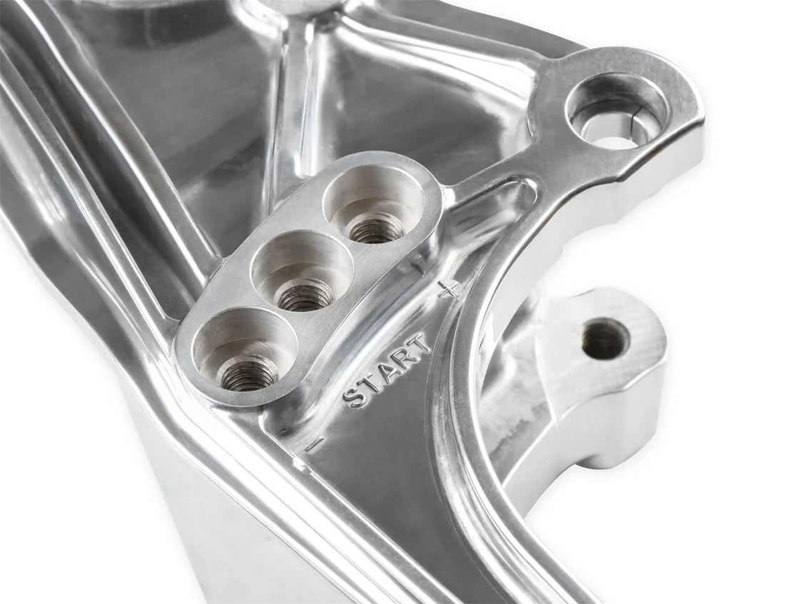 Holley Low-Mount LS Accessory Drive Bracket - Driver's Side P/S & Alt Bracket Polished 20-155P - Installation View