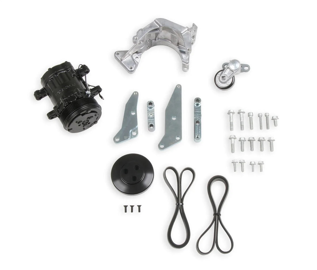 Holley Low-Mount LS Drive System (A/C) w/ Sanden SD7 Compressor - Passenger's Side 20-160BK - Installation View