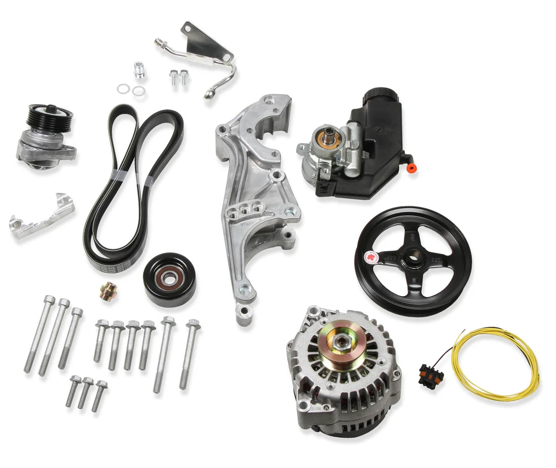 Holley Low-Mount LS Drive System (Alt, P/S w/o A/C) Driver's Side - Side View