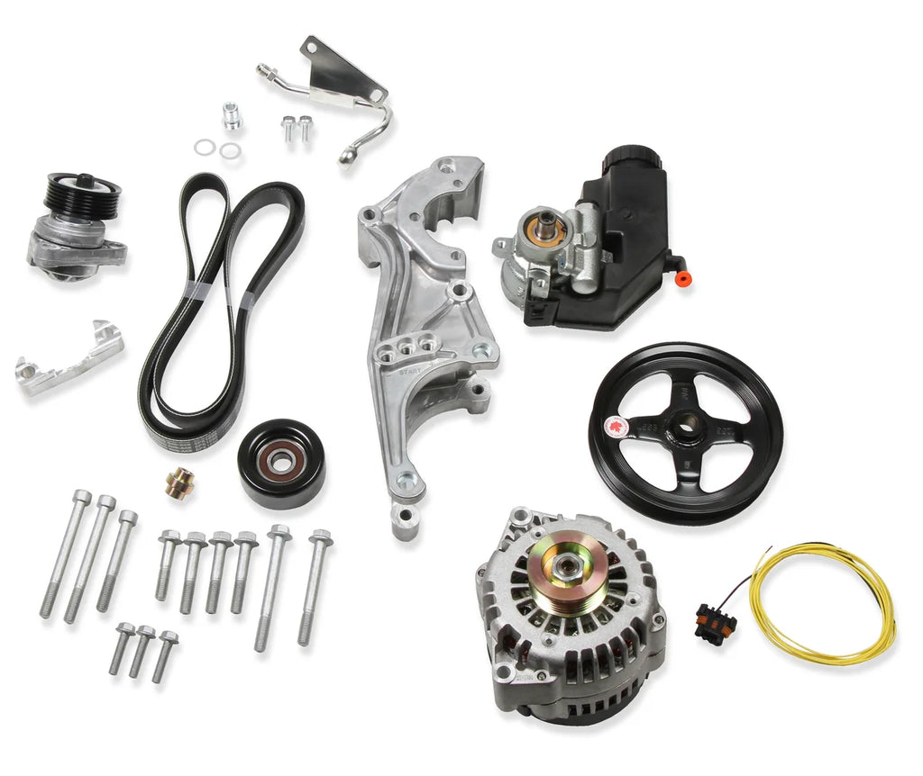 Holley Low-Mount LS Drive System (Alt, P/S w/o A/C) Driver's Side - Side View