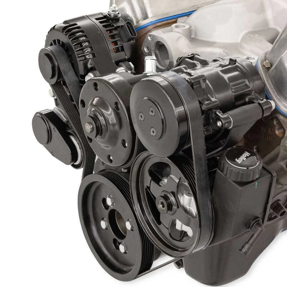 Holley Mid-Mount Complete Accessory Drive - Black Finish 20-370BK fits Ford Small Block - Additional View 9