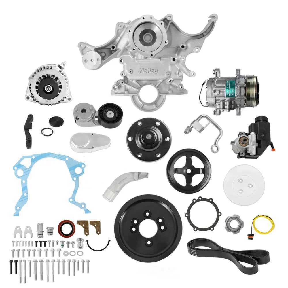 Holley Mid-Mount Complete Accessory Drive - Natural Finish 20-370 fits Ford Small Block - Main Product View