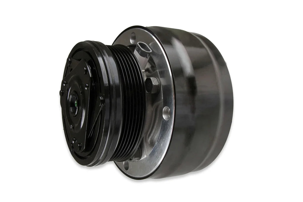 Holley Passenger's Side A/C Bracket - Includes R4 A/C Compressor, Tensioner, & Pulleys 20-140P - Installation View