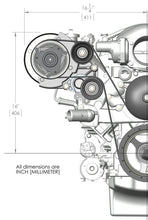 Load image into Gallery viewer, Holley Passenger's Side A/C Bracket - Includes R4 A/C Compressor, Tensioner, &amp; Pulleys 20-140P - Dimension Reference
