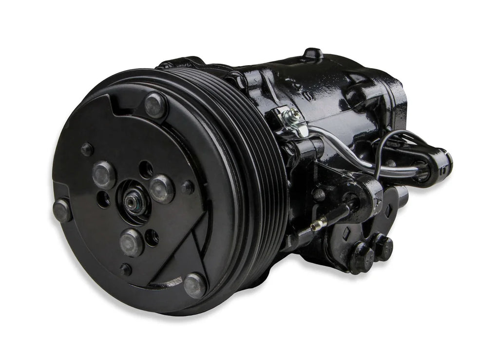 Holley Passenger's Side A/C Bracket - Includes SD7 A/C Compressor, Tensioner, & Pulleys 20-142BK - Installation View
